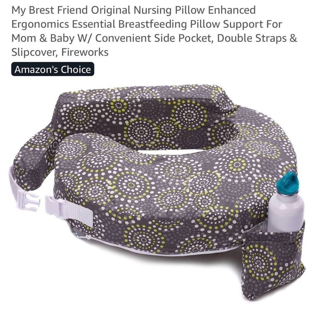 Gray and Green Nursing Pillow with Pocket